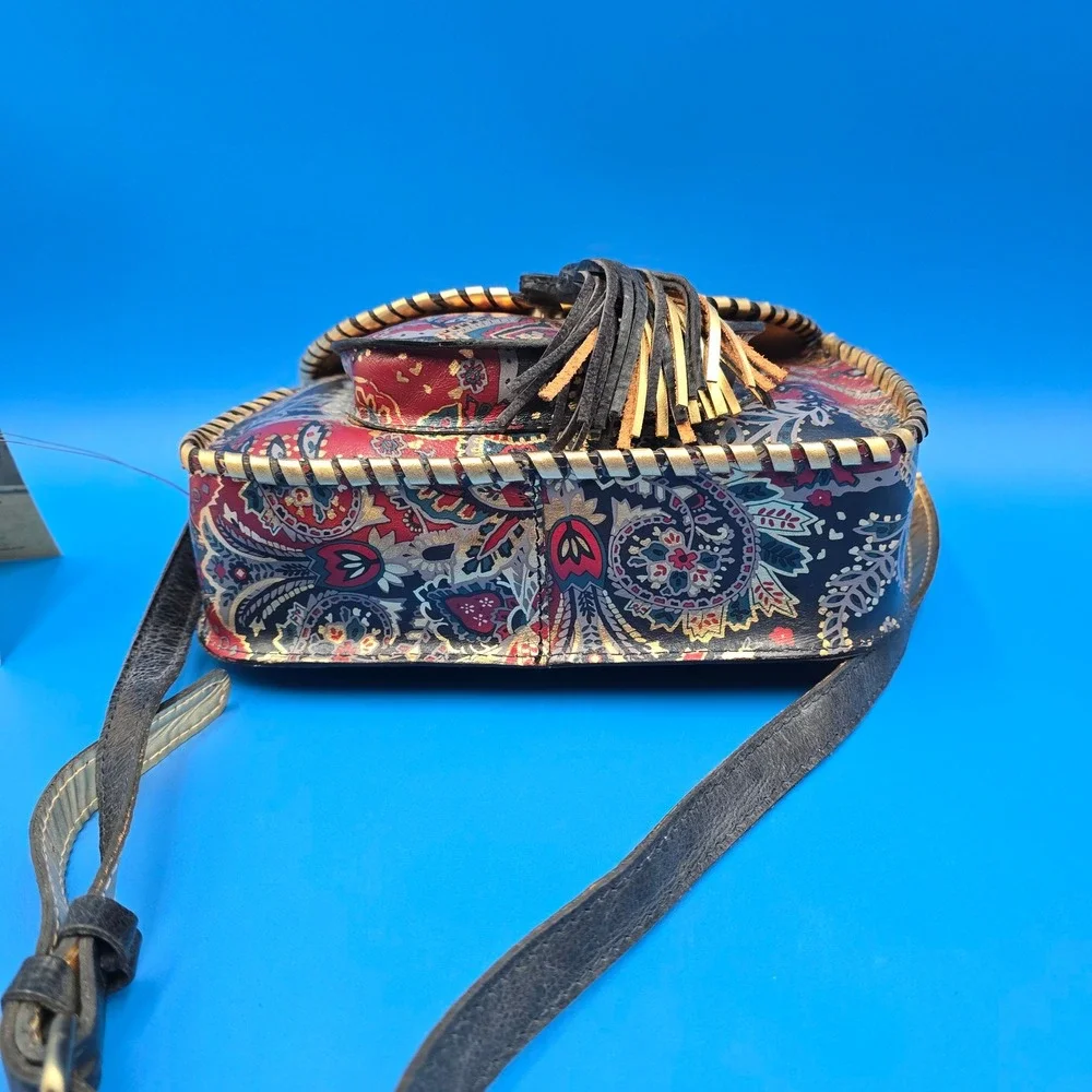 Patricia Nash Beaumont Provencal Escape Paisley Leather Crossbody‎ Bag Gold Foil